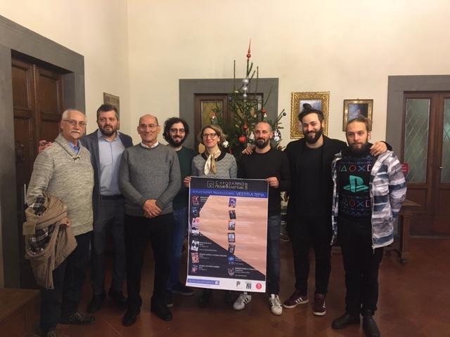 Nelle foto gli organizzatori degli eventi del 31 dicembre e 1 gennaio a Prato con l’assessore alla Cultura Simone Mangani