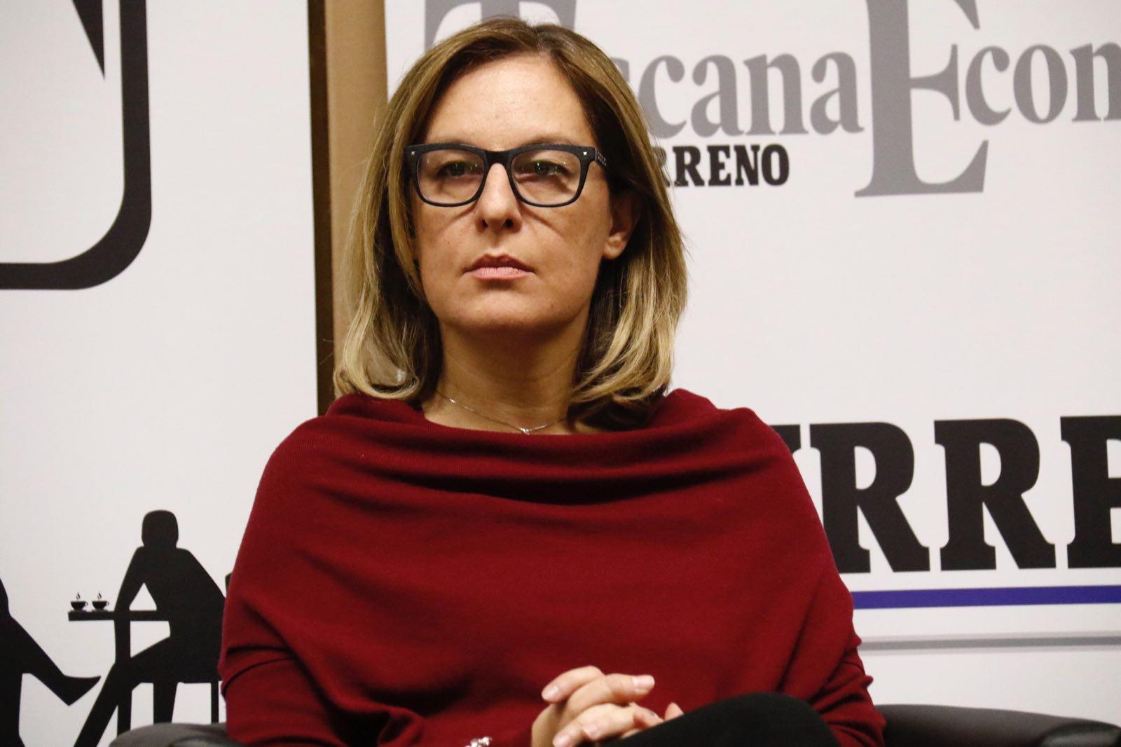 L’assessore regionale Federica Fratoni durante un’iniziativa organizzata dal “Tirreno”