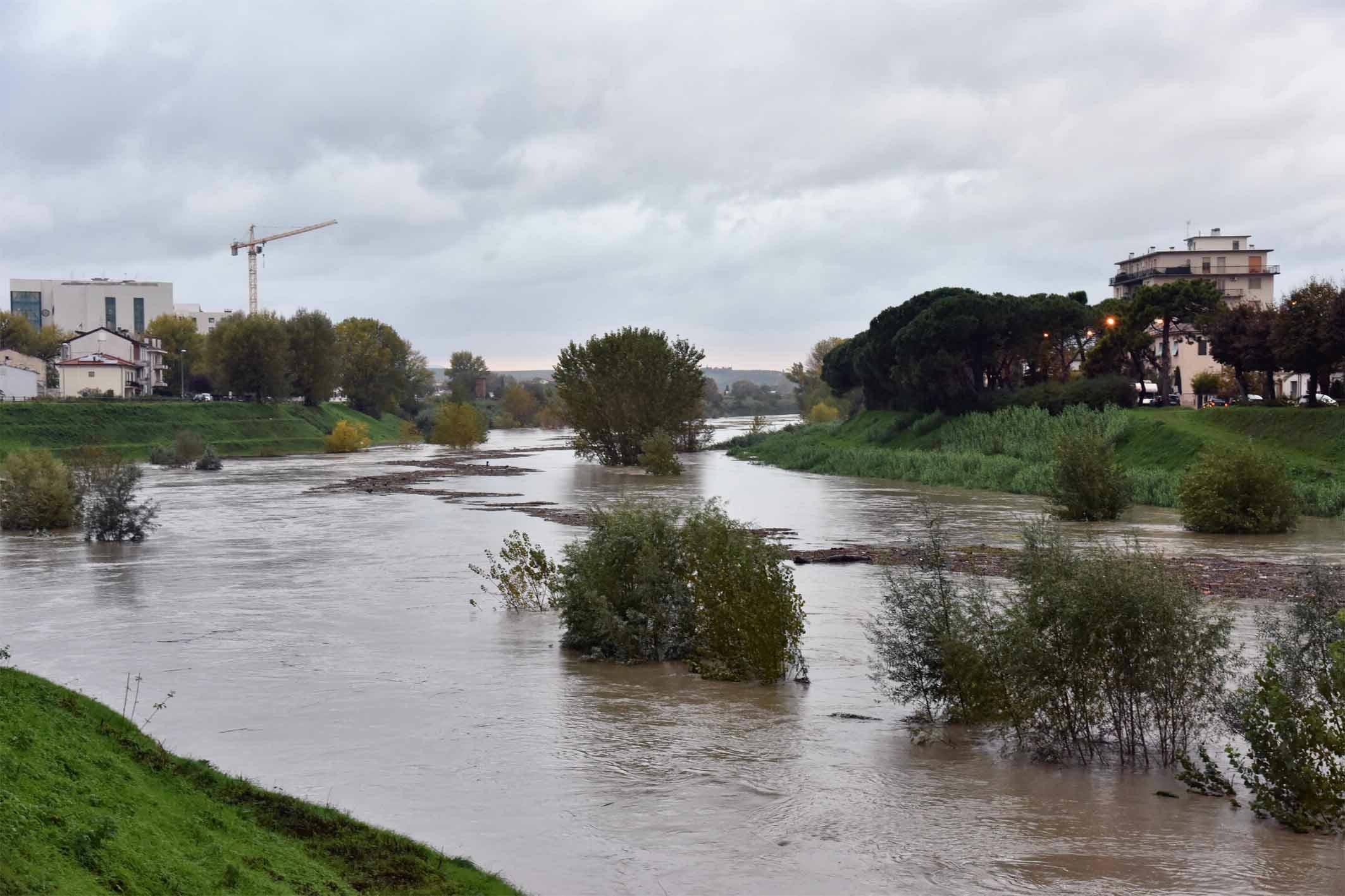 Maltempo nell'Empolese, si alza il livello dei fiumi. Caduti alberi 