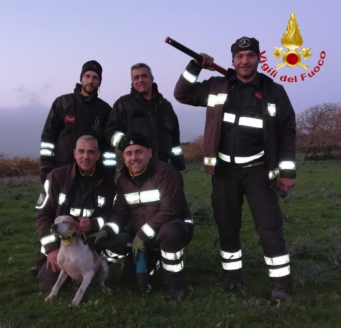 I vigili del fuoco con il cane salvato