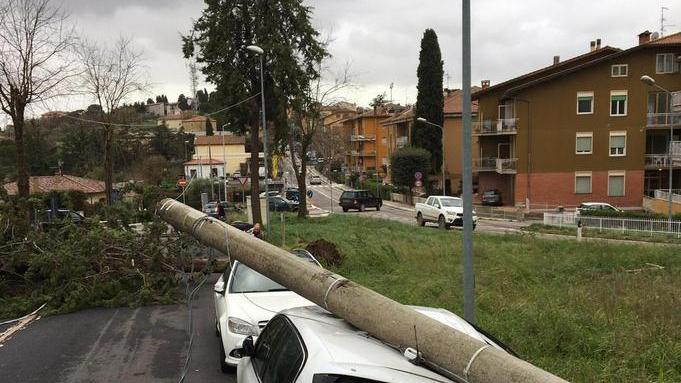 Palo di cemento sull’auto Raffiche di 120 km all’ora