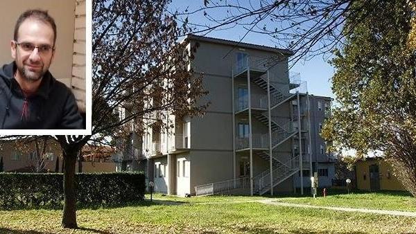 L’esterno dell’istituto “Remaggi” di Cascina e, nel riquadro, Daniele Scotto