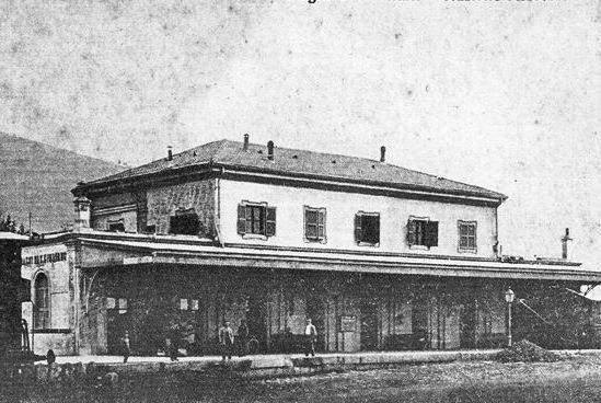 Una foto d’epoca della stazione dei Bagni di San Giuliano