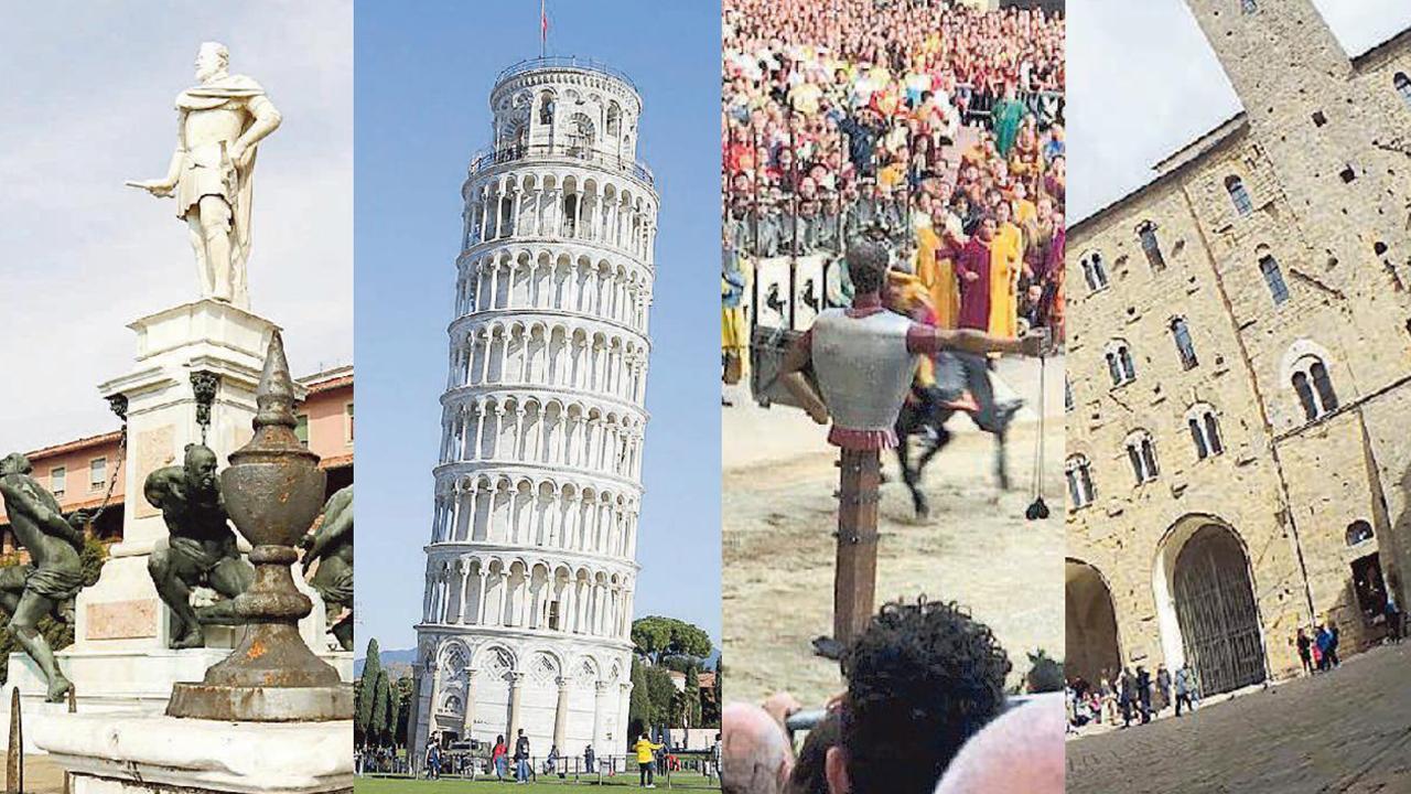 I Quattro Mori a Livorno, la Torre di Pisa, la giostra di Arezzo e il Palazzo dei Priori a Volterra