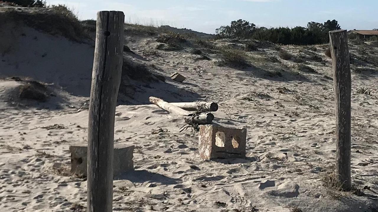 Lastre di eternit nascoste sotto una duna in spiaggia 
