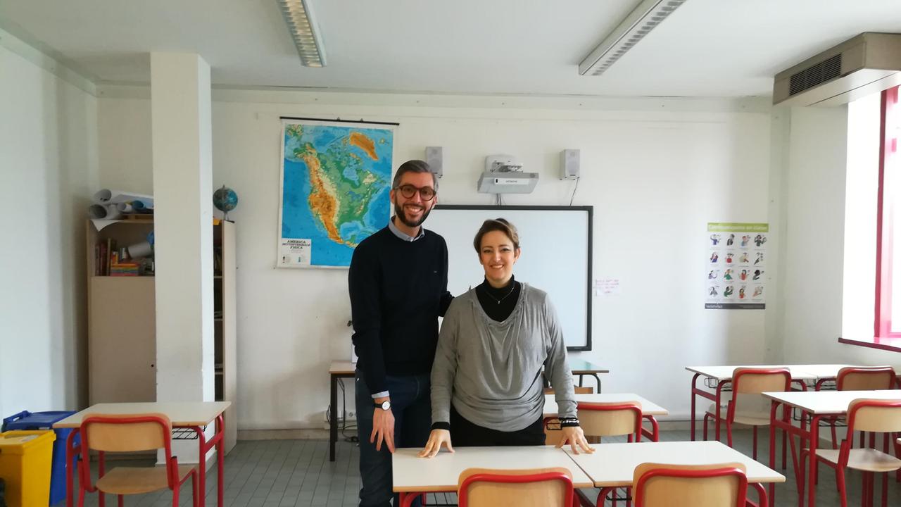 Il sindaco di Poggio a Caiano Francesco Puggelli insieme alla dirigente Federico