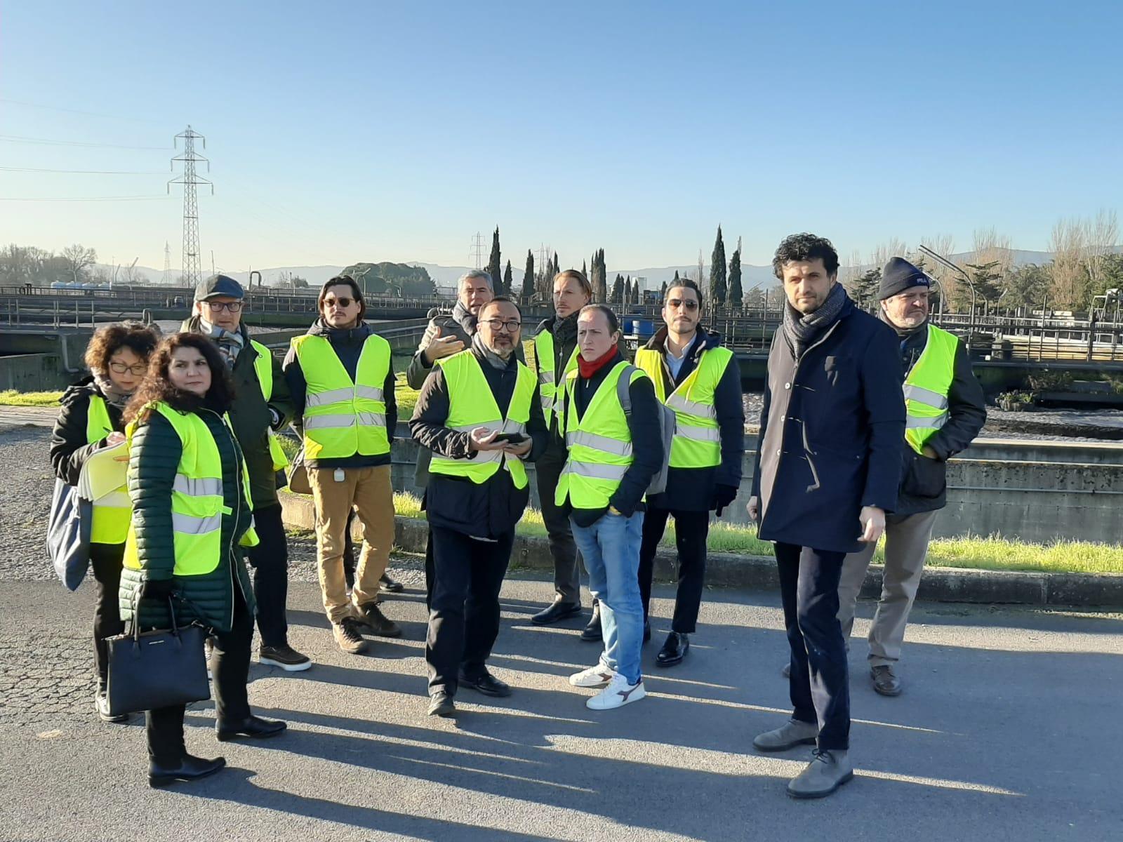 Il sopralluogo della commissione consiliare ambiente all'interno dell'impianto della Gida