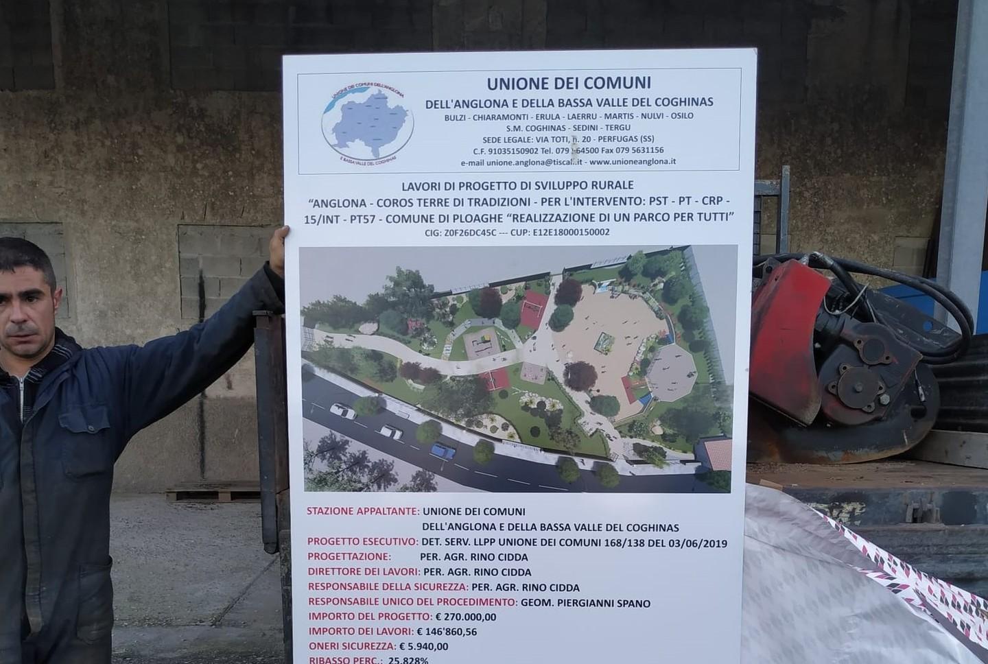 Il “Parco per tutti” presto realtà: a Ploaghe aperto il cantiere