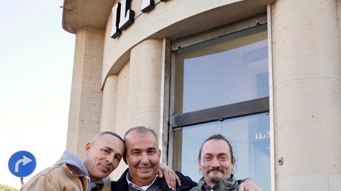 Franco Carta al centro con Vittorio Leonfanti e Antonio Di Natale