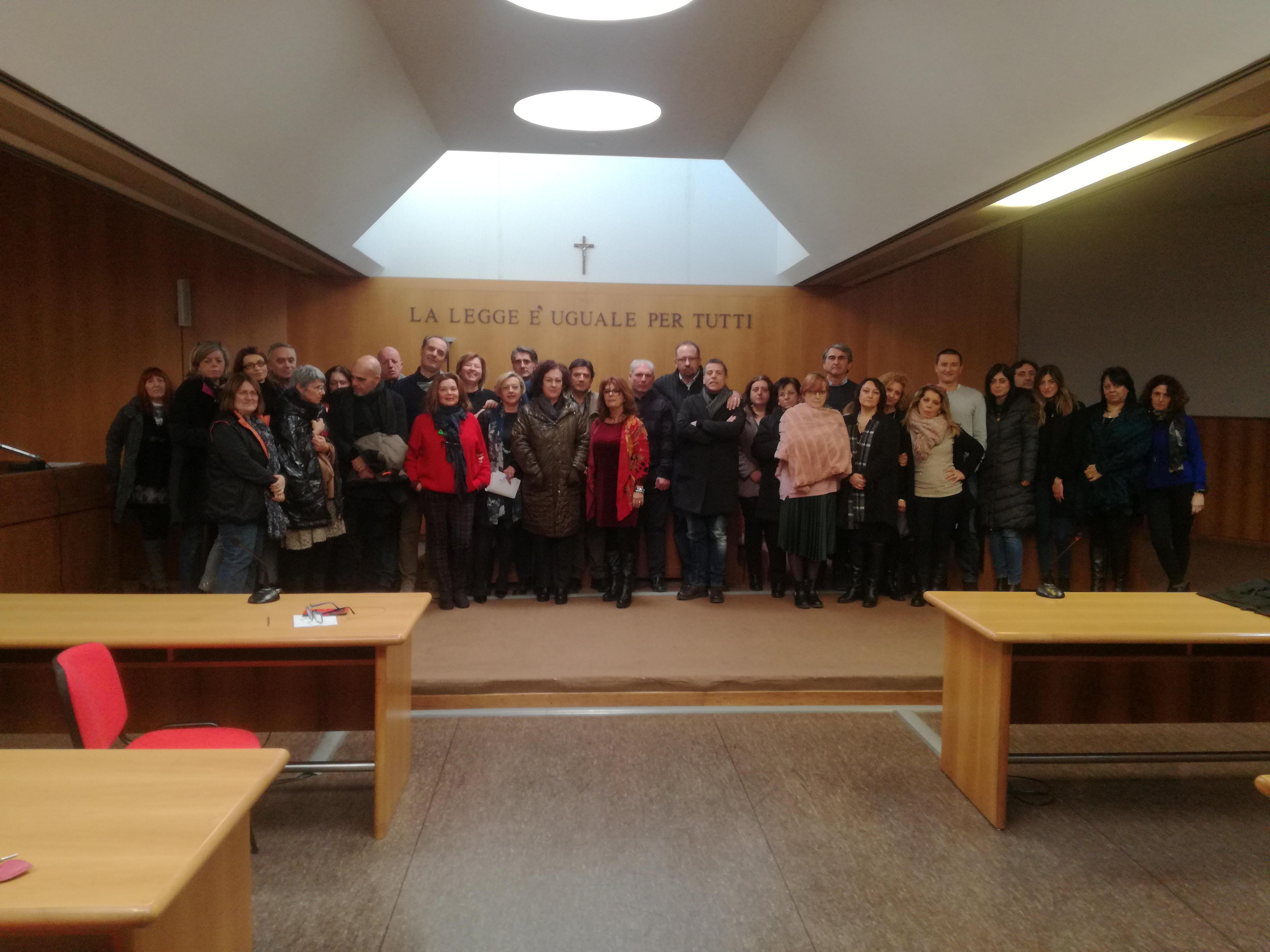 I dipendenti del Palazzo di giustizia che hanno partecipato all’assemblea