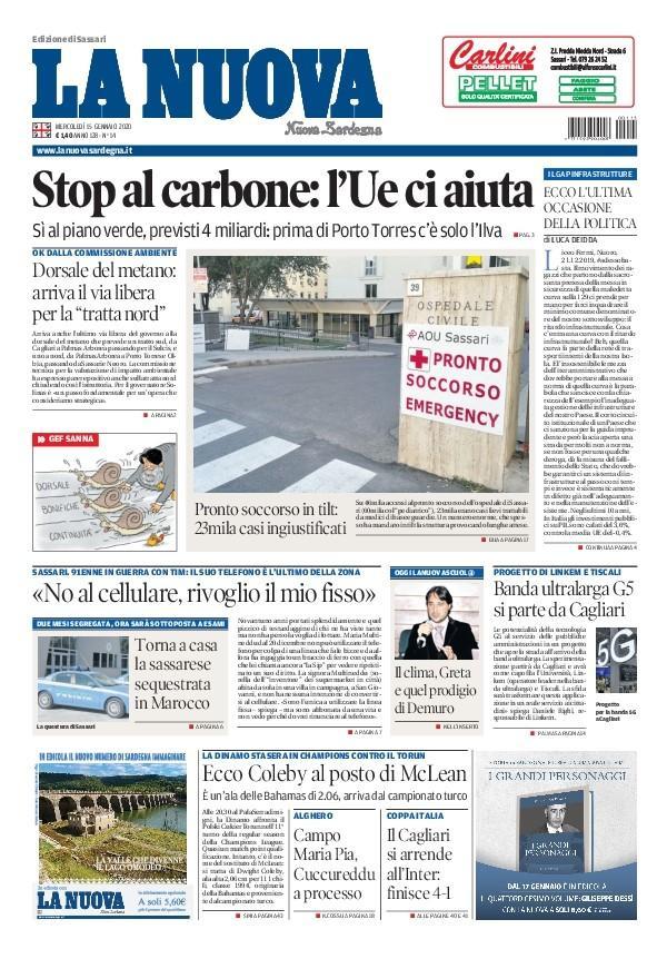 La Nuova Sardegna - Prima Pagina - 15 gennaio 2020