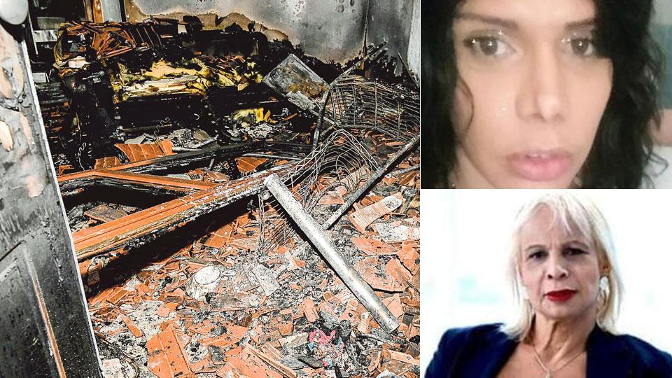 Nella foto in alto a destra, Eduarda Pinheiro, la giovane trans morta ieri a Cisanello per le ustioni riportate nell’incendio Sotto Regina Satariano, fondatrice del Consultorio Transgenere. Nella foto grande, l’appartamento di Eduarda distrutto dal fuoco (foto sernacchioli)