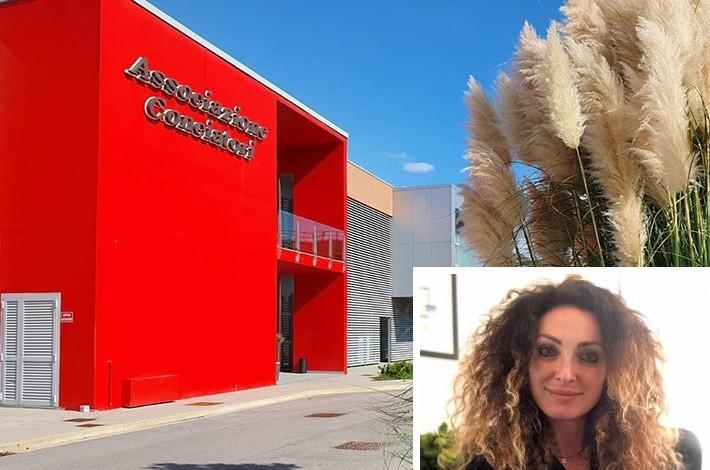 La sede dell’Associazione conciatori di Santa Croce e, nel riquadro, Maila Famiglietti