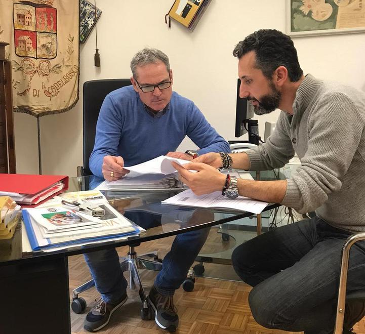 Da sinistra il sindaco Luigi Bellaria e il segretario provinciale del Pd Andrea Costa