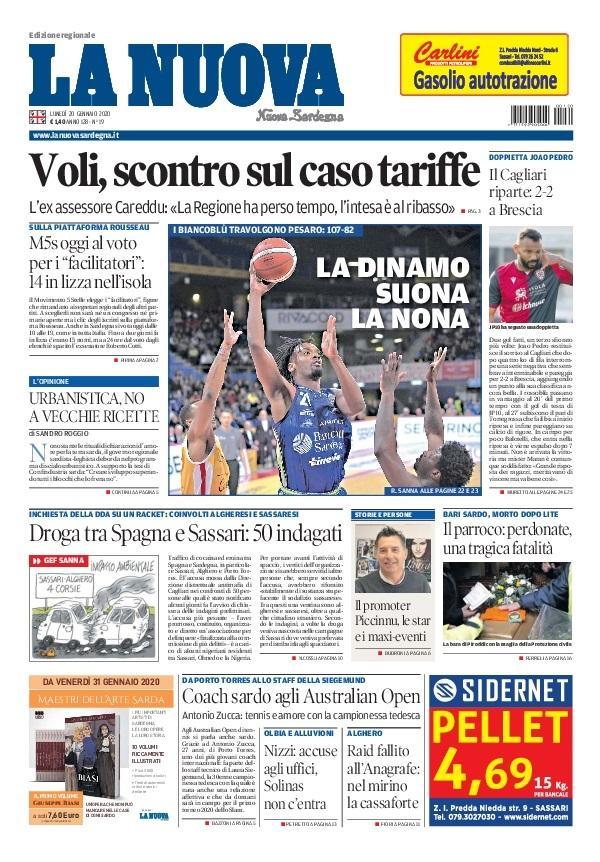 La Nuova Sardegna - Prima Pagina - 20 gennaio 2020