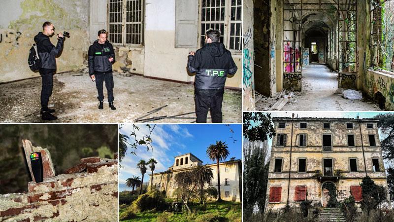 I cacciatori di fantasmi del gruppo Tpe, uno degli strumenti che usano, e luoghi in cui ci sarebbero fantasmi: l’ex ospedale psichiatrico Ville Sbertoli (Pistoia), gli ex manicomi di Aguscello (Ferrara) e di Mombello (Monza)