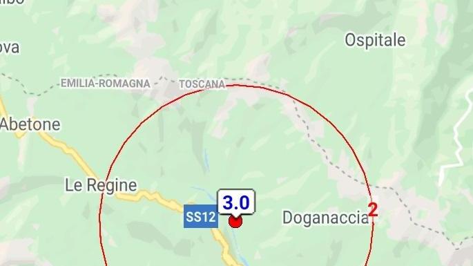 Il centro del sisma di stasera