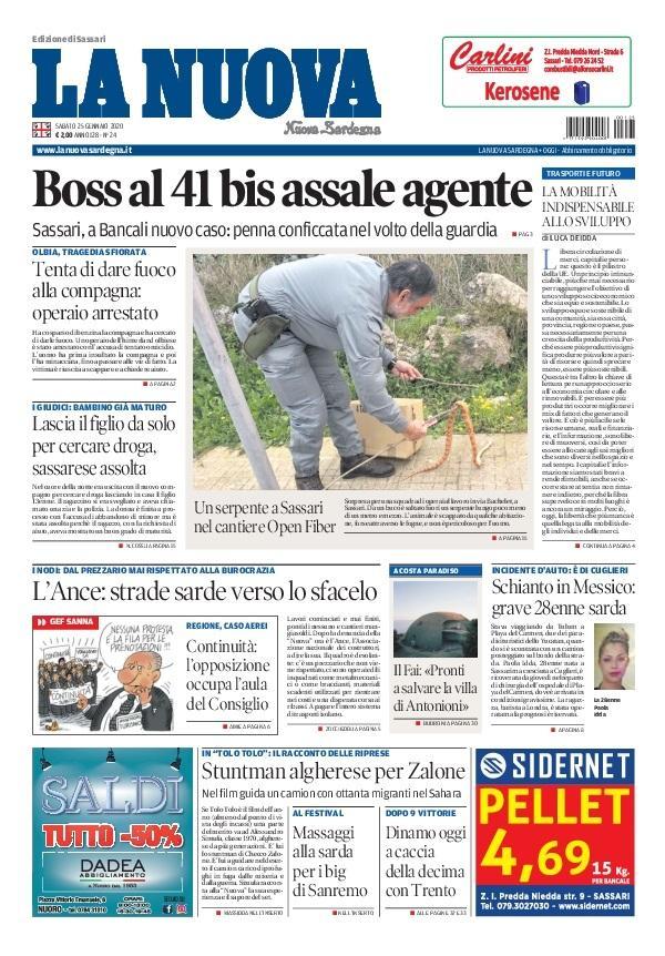 La Nuova Sardegna - Prima Pagina - 25 gennaio 2020
