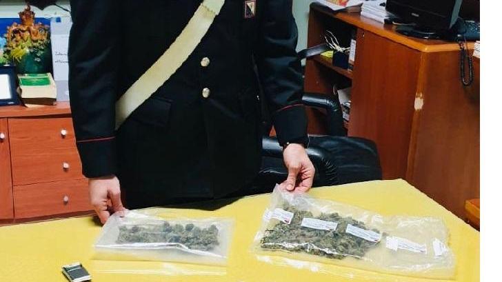 Le buste con la droga trovate dai carabinieri adosso al 19enne