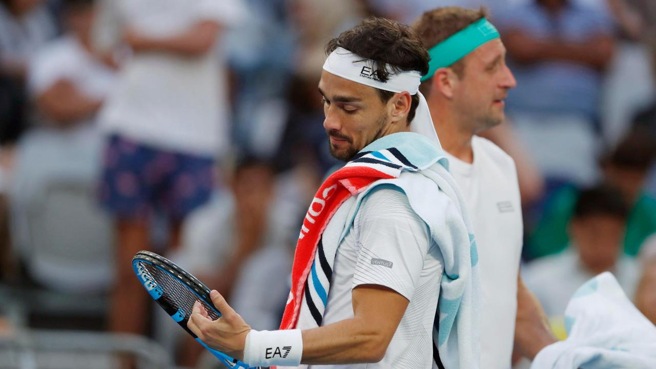 Fabio Fognini al termine del match perso in quattro set contro l'americano Tennys Sandgren, confermatosi bestia nera degli azzurri, visto che nel secondo turno del torneo aveva eliminato Matteo Berrettini