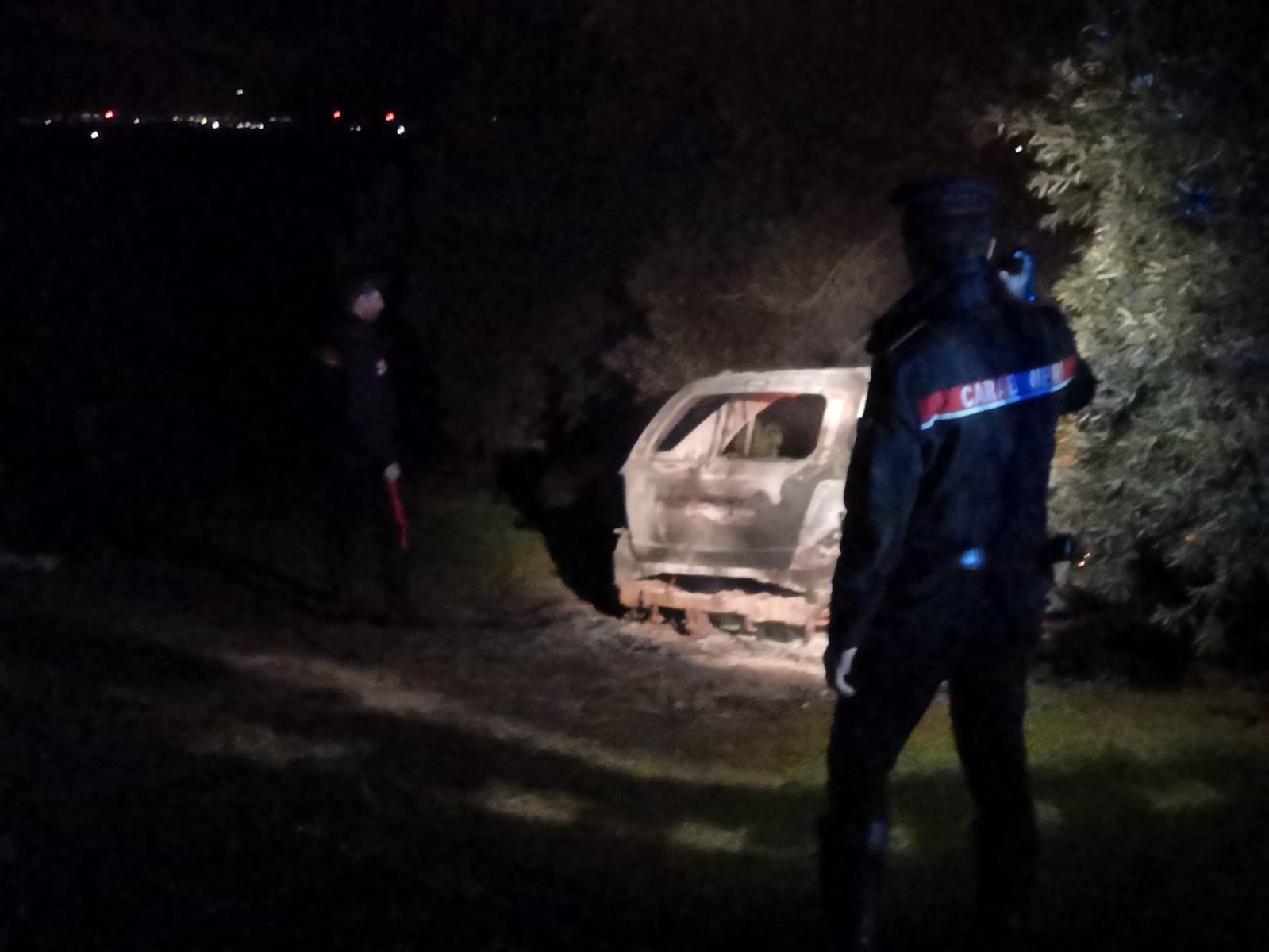 L'auto usata per la fuga è stata abbandonata e incendiata dai banditi
