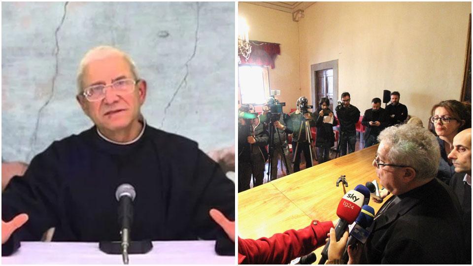 Don Giglio Gilioli, capo dei discipoli dell'Annunciazione e la conferenza stampa con il vescovo dopo la pubblicazione della notizia dei nove religiosi indagati