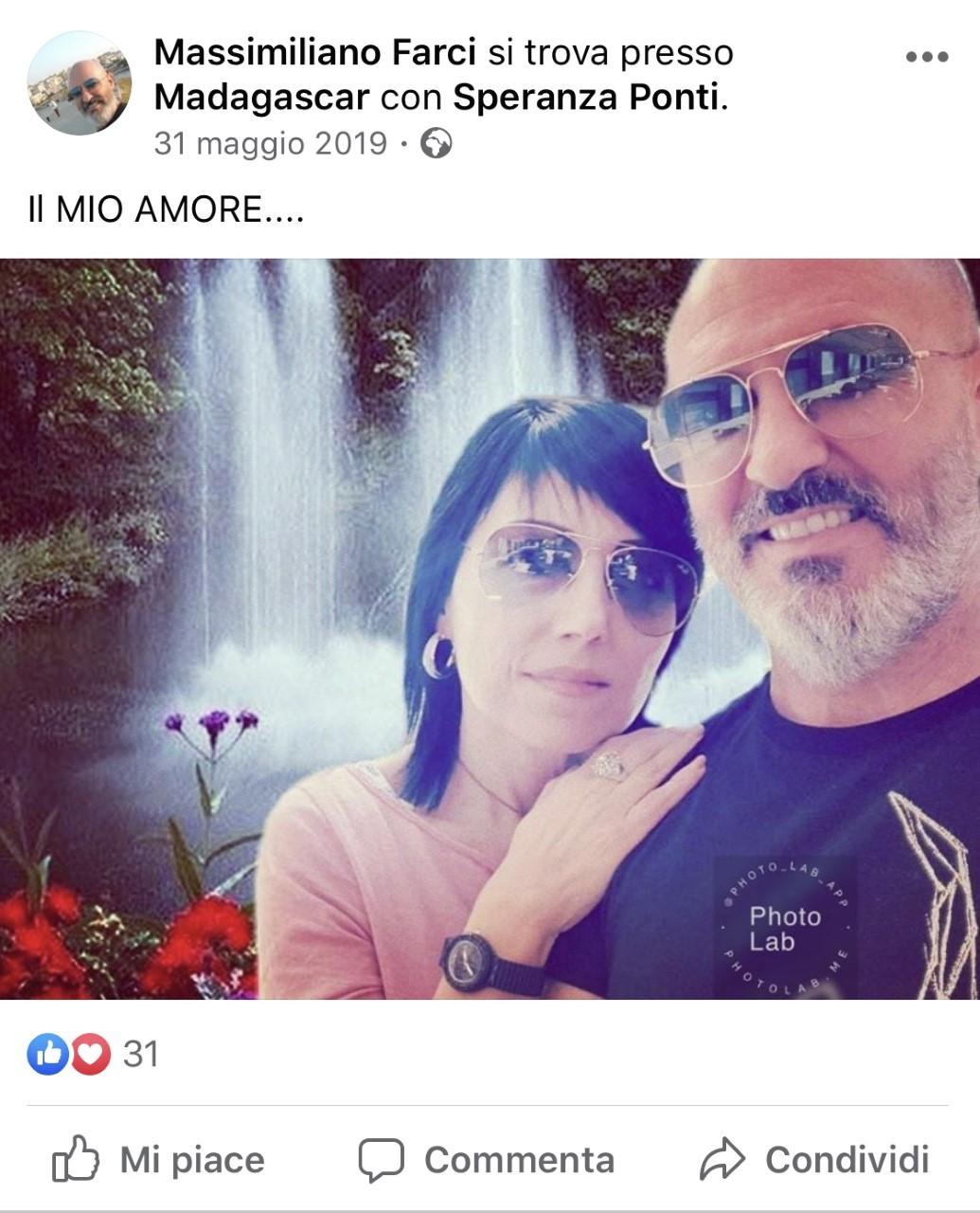 Un fotomontaggio postato da Massimiliano Farci su Facebook nel maggio 2019 per far credere di essere in viaggio con Speranza in Madagascar