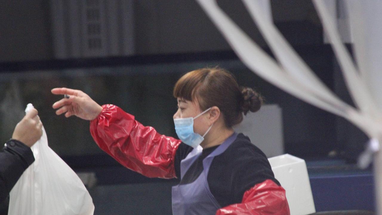 Una commerciante con la mascherina per prevenire il contagio dal coronavirus (foto Batavia)