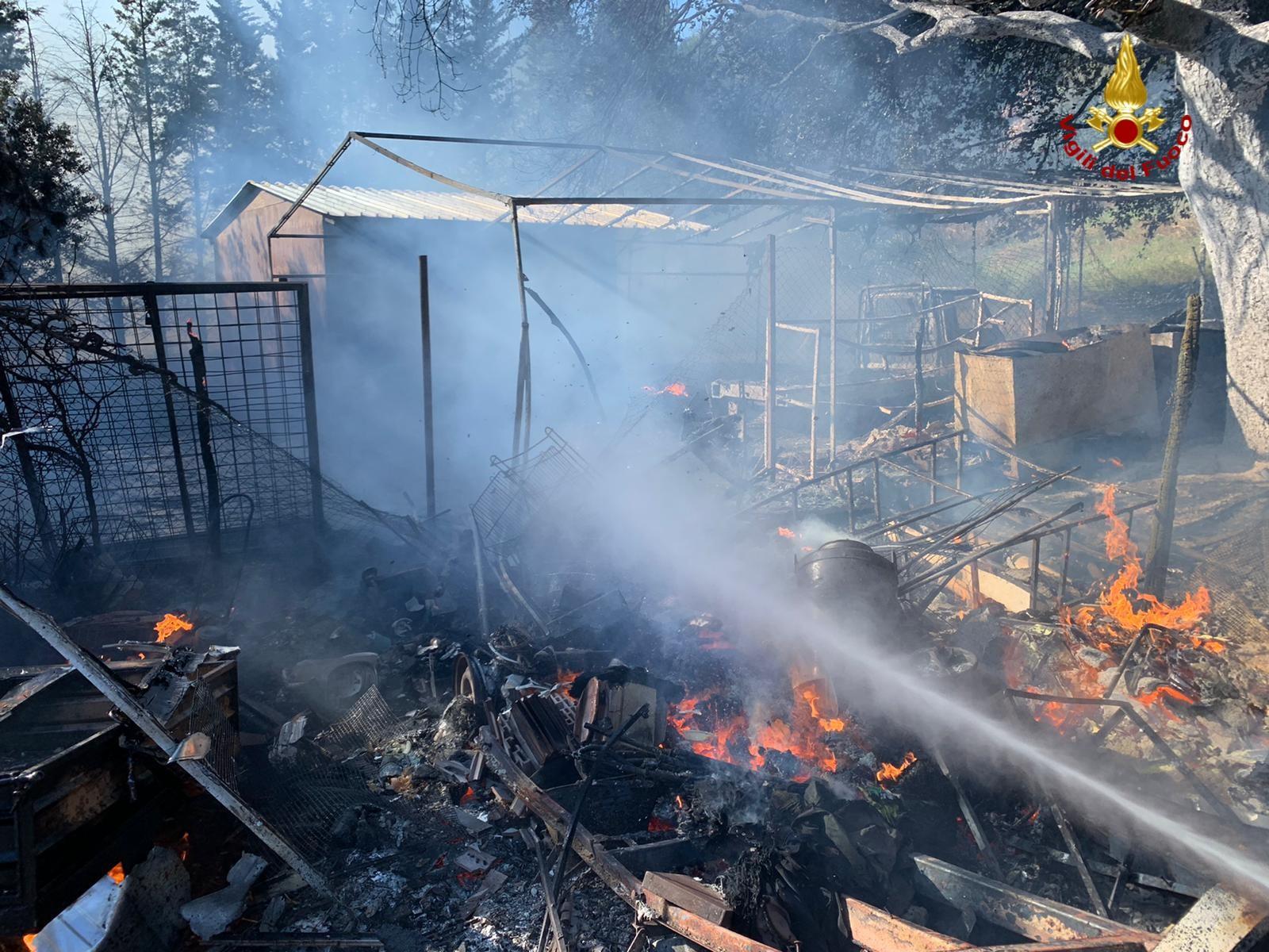 Bibbona, a fuoco alcune baracche 