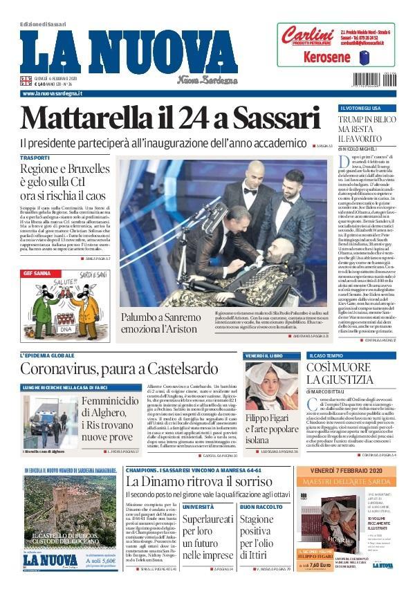 La Nuova Sardegna - Prima Pagina - 6 febbraio 2020