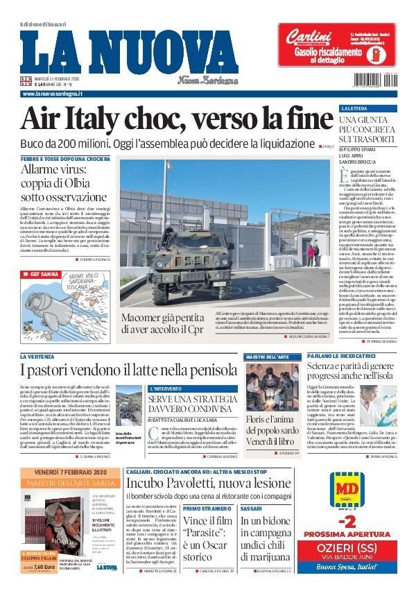 La Nuova Sardegna - Prima Pagina - 11 febbraio 2020