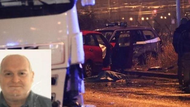 L'incidente di via Leonardo Da Vinci e, nel riquadro, Fabio Baratella
