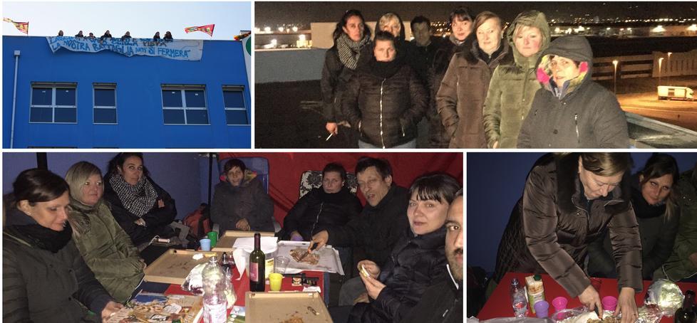 Notte nel gazebo sul tetto di Palazzo Blu per chiedere a Piaggio di tornare al lavoro 
