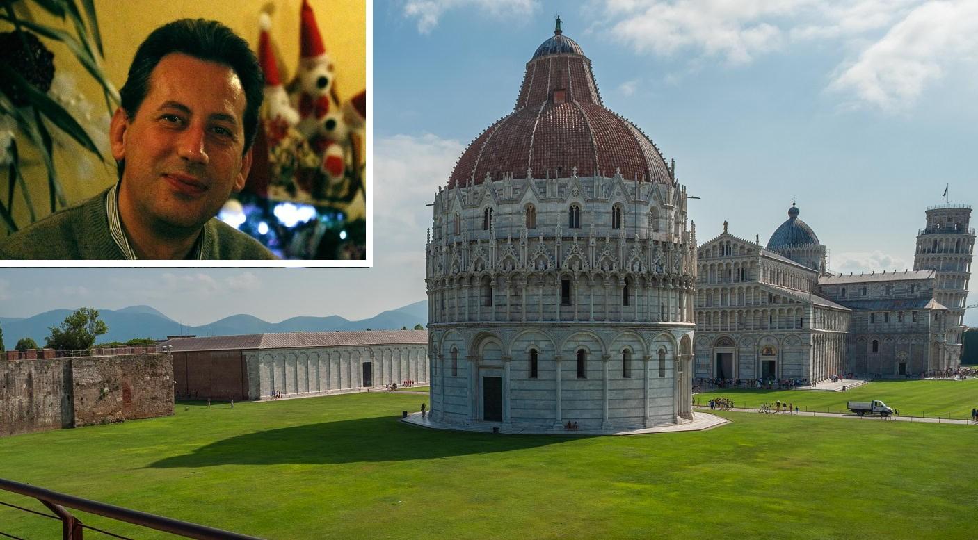 Piazza dei Miracoli e, nel riquadro, Francesco Loi