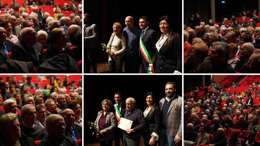 Rose rosse e teatro strapieno per celebrare l’amore di 225 coppie