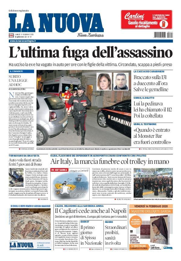 La Nuova Sardegna - Prima Pagina - 17 febbraio 2020