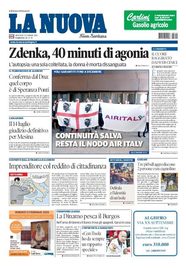La Nuova Sardegna - Prima Pagina - 19 febbraio 2020