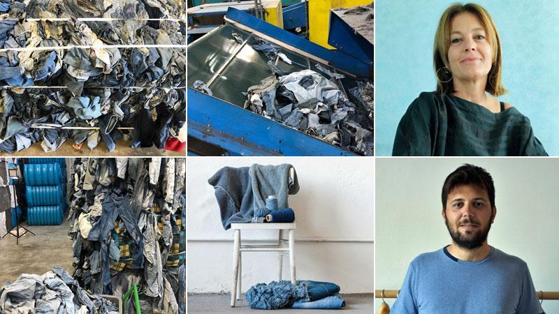 Il ciclo (del riciclo) dei jeans: i capi in denim vengono recuperati per poi tornare sul mercato come capi nuovi. In alto Raffaella Pinori, amministratrice dell’affermata azienda di famiglia che oggi fra i clienti 
vanta Stella McCartney, Zara, Celine. Sotto, Niccolò Cipriani, fondatore di Rifò è rientrato a Prato dopo la laurea in Bocconi, gavetta a Expo 2015 e quindi in Vietnam per un programma delle Nazioni Unite