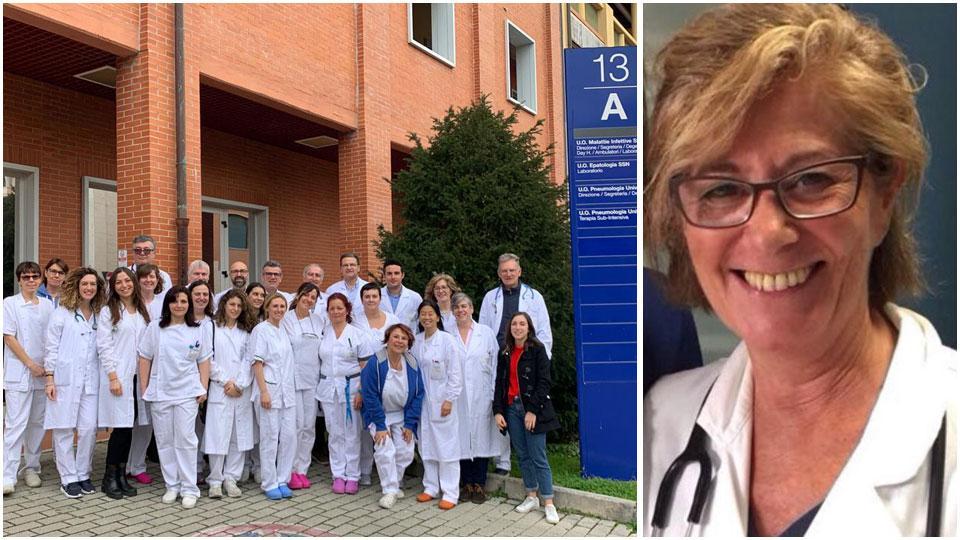 Nella foto grande parte dell’equipe medica e del personale del dipartimento di pneumologia dell’azienda ospedaliero-universitaria di Cisanello a Pisa la professoressa Laura Carrozzi