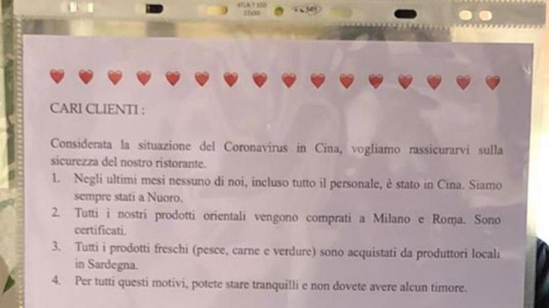 «La psicosi coronavirus sta svuotando il ristorante»