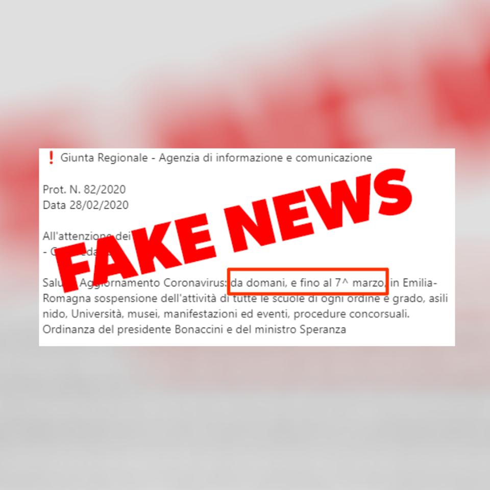CORONAVIRUS | Fake news sulla riapertura delle scuole: la Regione denuncia | Un caso a Correggio | Sulla scuola si decide dopo il governo | Appello dell'Ausl di Carpi | In Emilia-Romagna 145 casi: un decesso a Piacenza 