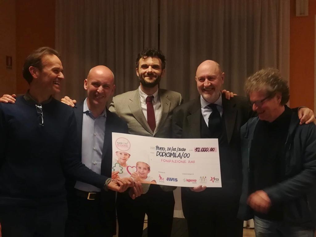 Da sinistra a destra il presidente di Arci Prato Enrico Cavaciocchi, il responsabile Dipartimento Welfare di Legacoop Toscana Marco Paolicchi, il sindaco di Prato Matteo Biffoni, il presidente della Fondazione Ami Prato Claudio Sarti e il direttore Salute Mentale Infanzia e Adolescenza Asl Toscana Centro Marco Armellini