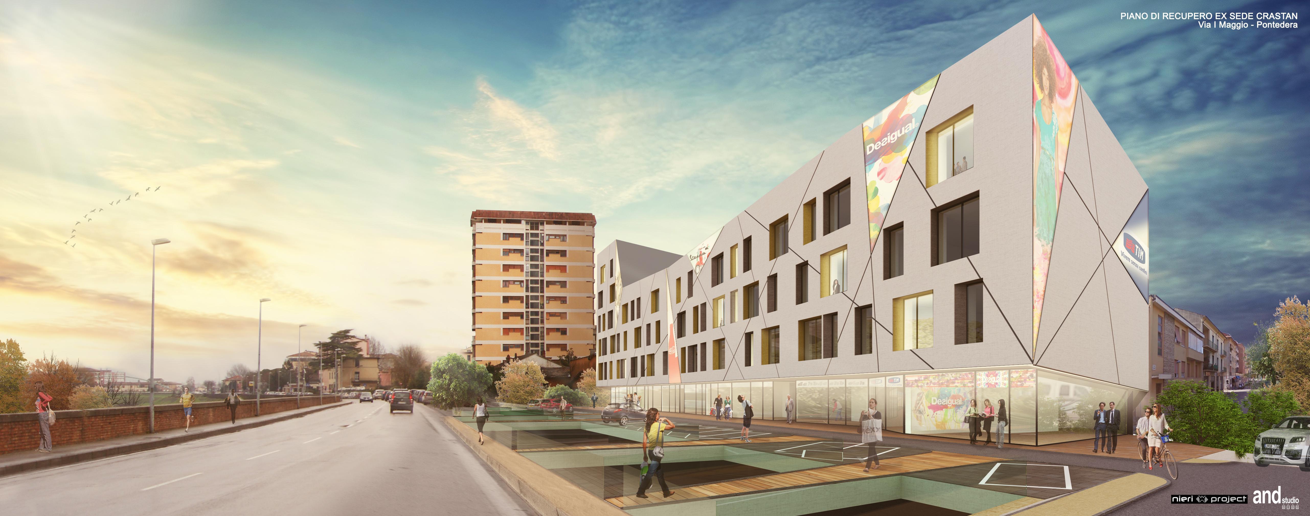 Il rendering della riqualificazione per la fabbrica Crastan