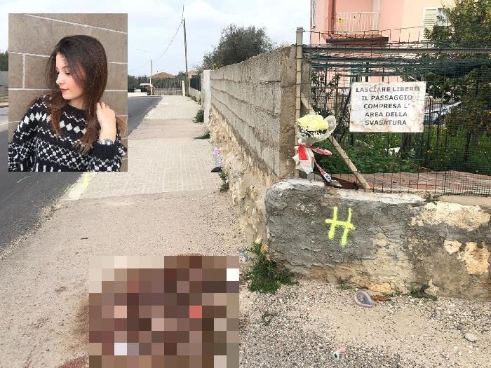 Il punto della strada di Baldinca dove è avvenuto l'incidente mortale. In alto la giovane vittima, Elisa Riccobono (foto Ivan Nuvoli)