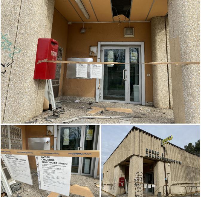 I danni causati dall’esplosione all’ufficio postale di San Miniato (FOTO FRANCO SILVI)