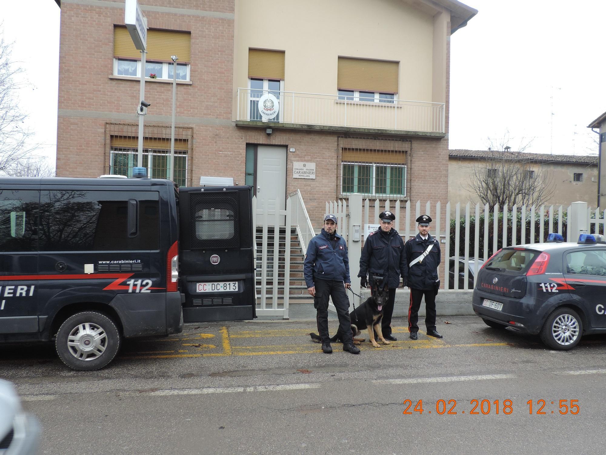 I carabinieri di Novellara con il nucleo cinofilo