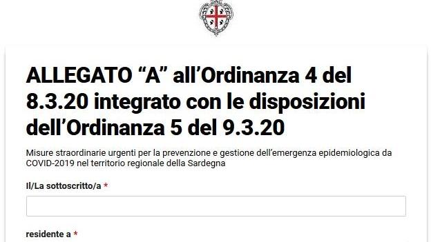 Coronavirus in Sardegna, il modulo autocompilante per l'isolamento