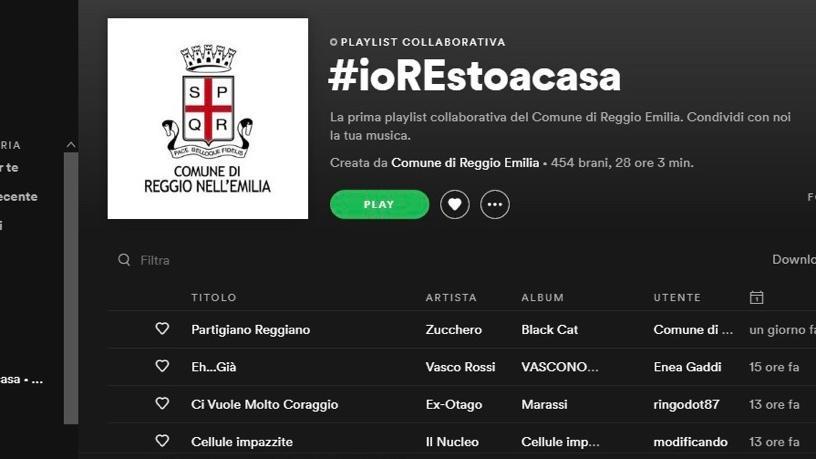 Coronavirus, il Comune di Reggio Emilia sbarca su Spotify con #ioREstoacasa