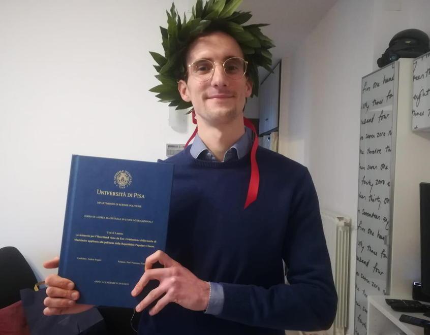 Andrea Rugani, 27 anni, laureato via Skype in Scienze politiche