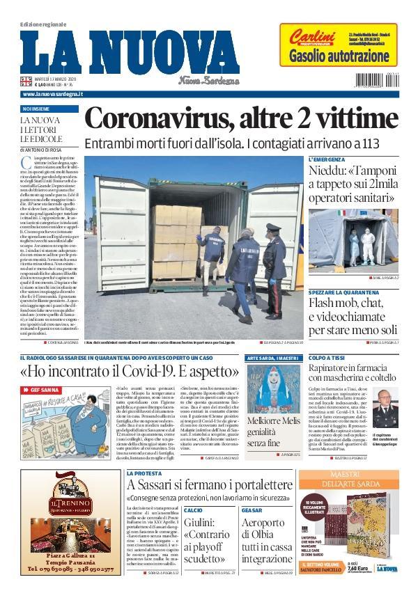 La Nuova Sardegna - Prima Pagina - 17 marzo 2020